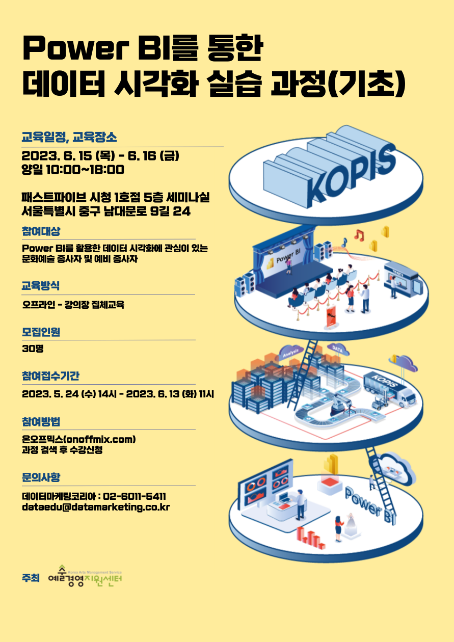 Power BI를 통한 데이터 시각화 실습과정(기초 2차) 교육 수강생 모집